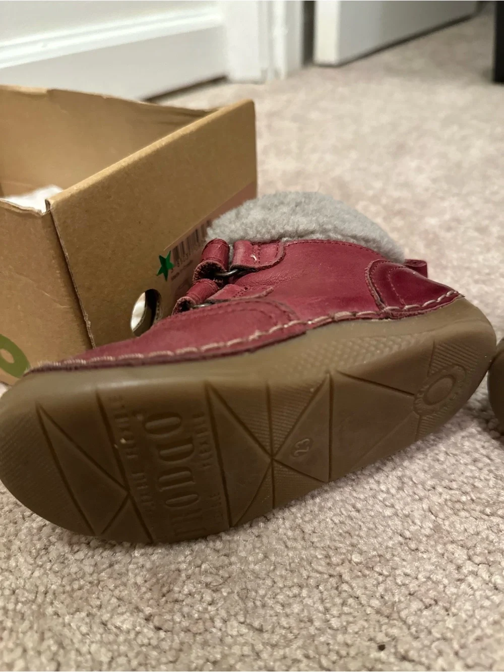 Froddo Kids Burgundy Leather Winter Boots with Fur Lining Size 23 or US 7